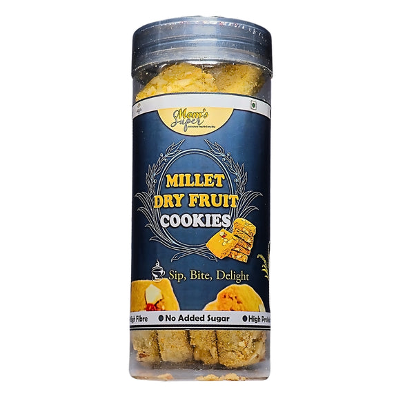 Mom’s Super No Added Sugar Original Millet Dry Fruit Cookies | Pearl millet | 100% Natural & Healthy | Home office snack| 125 grams