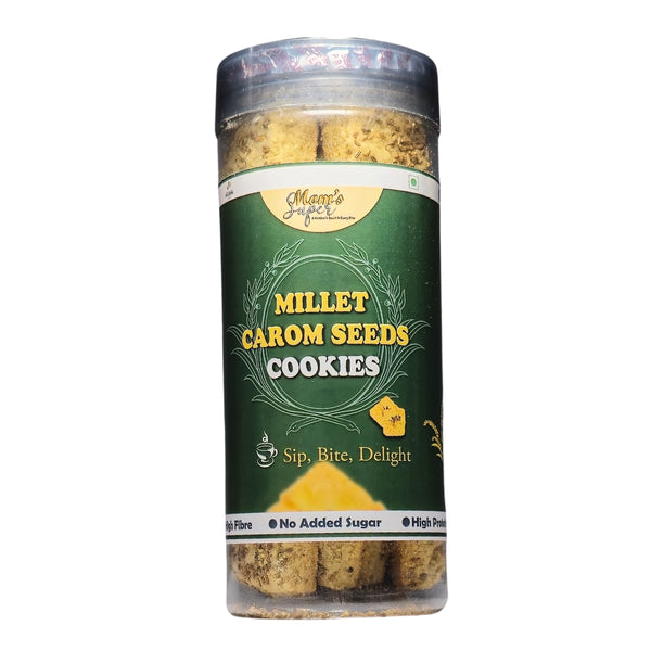 Mom’s Super No Added Sugar Original Millet Carom Seeds Cookies | Pearl millet | 100% Natural & Healthy | Home office snack| 125 grams