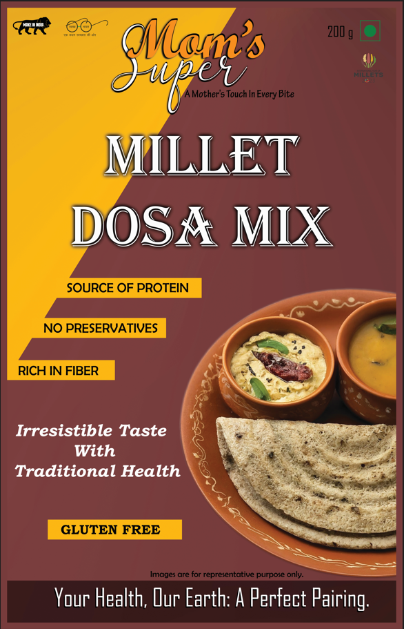 Mom’s Super Instant Millet Dosa Mix, Gluten Free Healthy Breakfast, Rich in Protein, Easy to Cook Dosa Batter, Wholesome Breakfast for Dosa Lovers | 200 gram