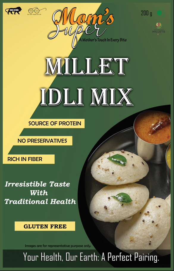 Mom’s Super Instant Millet Idli Mix, Gluten Free Healthy Breakfast, Rich in Protein, Easy to Cook Idli Batter, Wholesome Breakfast for Idli Lovers | 200 gram