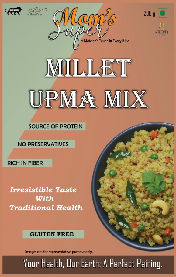Mom’s Super Instant Millet Upma Mix, Gluten Free Healthy Breakfast, Rich in Protein, Easy to Cook Upma Batter, Wholesome Breakfast for Upma Lovers | 200 gram