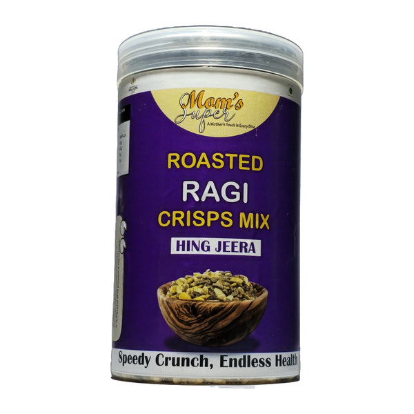 Mom’s Super No Added Sugar Original Roasted Ragi Crisps Mix (Hing Jeera)| Gluten Free | NO CORN | Kuttu Atta | High Plant Protein | Low Carbs | Low GI Millet Grain | Naturally Cholesterol Free | 200 grams