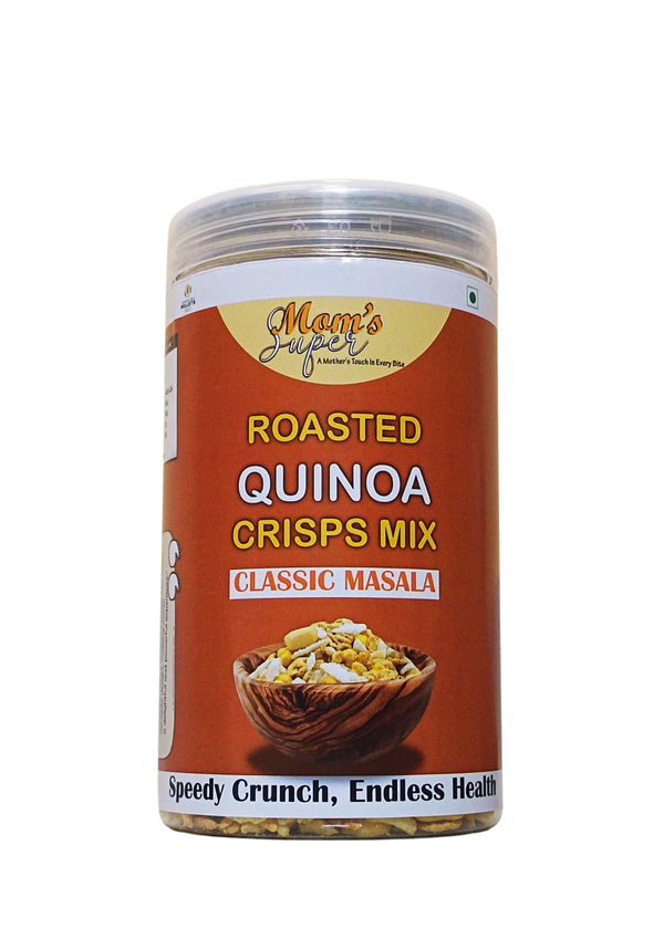 Mom’s Super No Added Sugar Original Roasted Quinoa Crisps Mix (Classic Masala)| Gluten Free | NO CORN | Kuttu Atta | High Plant Protein | Low Carbs | Low GI Millet Grain | Naturally Cholesterol Free | 200 grams