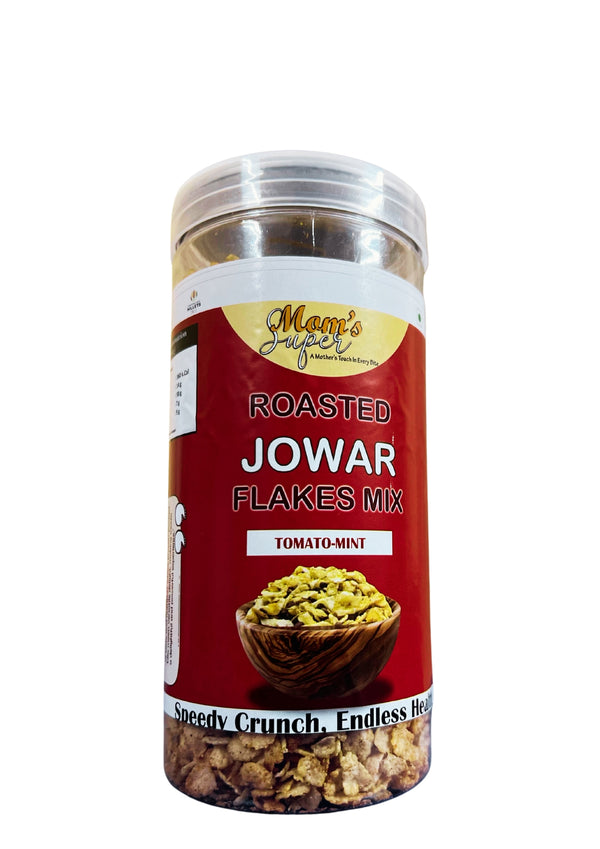 Mom’s Super No Added Sugar Original Roasted Jowar Flakes Mix (Tamato Mint)| Gluten Free | NO CORN | Kuttu Atta | High Plant Protein | Low Carbs | Low GI Millet Grain | Naturally Cholesterol Free | 200 grams