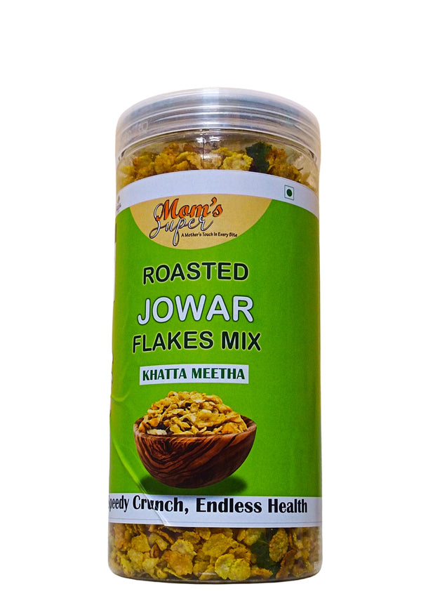 Mom’s Super No Added Sugar Original Roasted Jowar Flakes Mix (Khatta Meetha)| Gluten Free | NO CORN | Kuttu Atta | High Plant Protein | Low Carbs | Low GI Millet Grain | Naturally Cholesterol Free | 200 grams